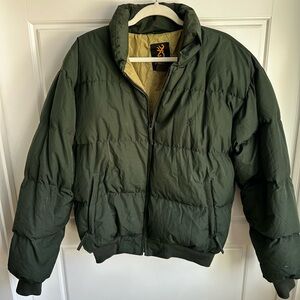 Browning Men's Dark Olive Green Goose Down Puffer Jacket Size Large